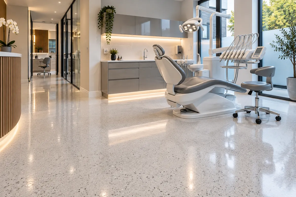 Quartz resin floor: Hygienic flooring for a clinic